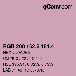 カラーコード: RGB 208 162.8 181.4 | qconv.com