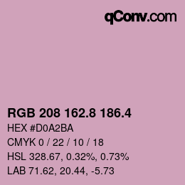 カラーコード: RGB 208 162.8 186.4 | qconv.com