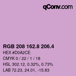 カラーコード: RGB 208 162.8 206.4 | qconv.com