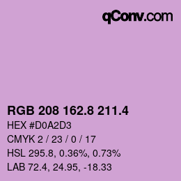 カラーコード: RGB 208 162.8 211.4 | qconv.com
