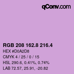 カラーコード: RGB 208 162.8 216.4 | qconv.com