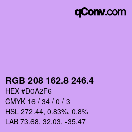 カラーコード: RGB 208 162.8 246.4 | qconv.com