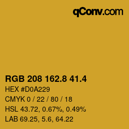 カラーコード: RGB 208 162.8 41.4 | qconv.com