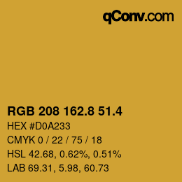 カラーコード: RGB 208 162.8 51.4 | qconv.com