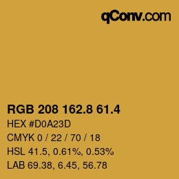 カラーコード: RGB 208 162.8 61.4 | qconv.com