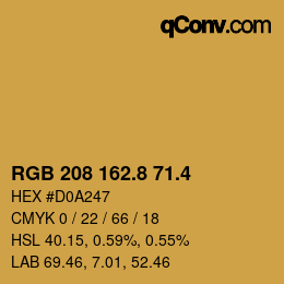 カラーコード: RGB 208 162.8 71.4 | qconv.com