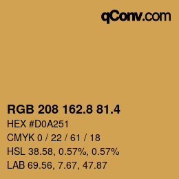 カラーコード: RGB 208 162.8 81.4 | qconv.com
