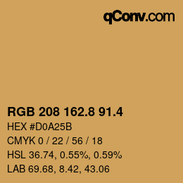 カラーコード: RGB 208 162.8 91.4 | qconv.com