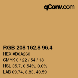 カラーコード: RGB 208 162.8 96.4 | qconv.com