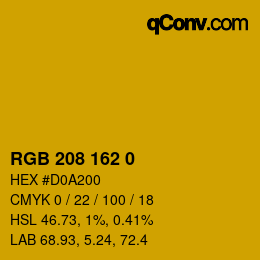 Color code: RGB 208 162 0 | qconv.com