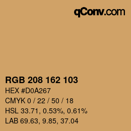 Color code: RGB 208 162 103 | qconv.com