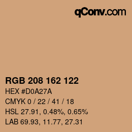 カラーコード: RGB 208 162 122 | qconv.com