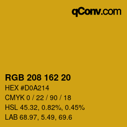 Color code: RGB 208 162 20 | qconv.com
