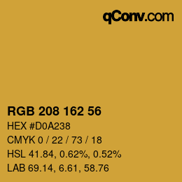 Color code: RGB 208 162 56 | qconv.com