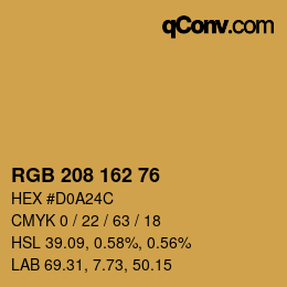 Color code: RGB 208 162 76 | qconv.com