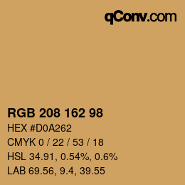 Color code: RGB 208 162 98 | qconv.com