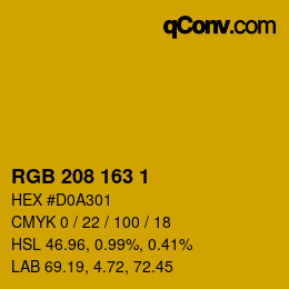 カラーコード: RGB 208 163 1 | qconv.com