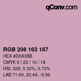 カラーコード: RGB 208 163 187 | qconv.com