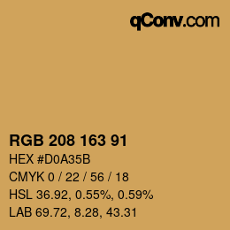 Color code: RGB 208 163 91 | qconv.com