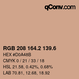 カラーコード: RGB 208 164.2 139.6 | qconv.com