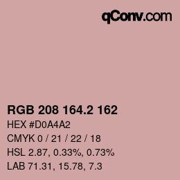 カラーコード: RGB 208 164.2 162 | qconv.com
