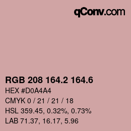 カラーコード: RGB 208 164.2 164.6 | qconv.com