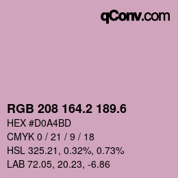 カラーコード: RGB 208 164.2 189.6 | qconv.com