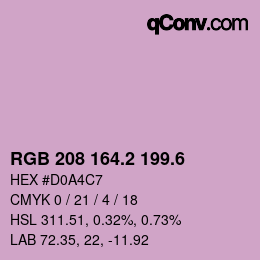 カラーコード: RGB 208 164.2 199.6 | qconv.com