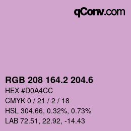 カラーコード: RGB 208 164.2 204.6 | qconv.com