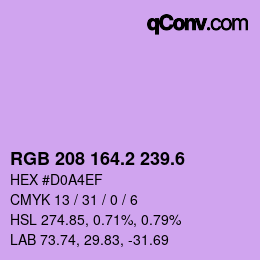 カラーコード: RGB 208 164.2 239.6 | qconv.com