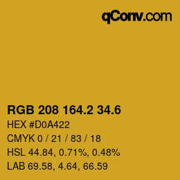カラーコード: RGB 208 164.2 34.6 | qconv.com