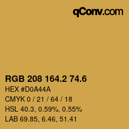 カラーコード: RGB 208 164.2 74.6 | qconv.com