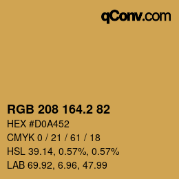 カラーコード: RGB 208 164.2 82 | qconv.com