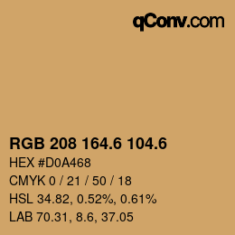 カラーコード: RGB 208 164.6 104.6 | qconv.com