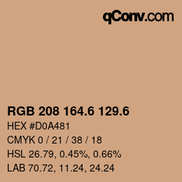 カラーコード: RGB 208 164.6 129.6 | qconv.com