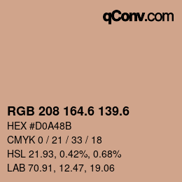カラーコード: RGB 208 164.6 139.6 | qconv.com