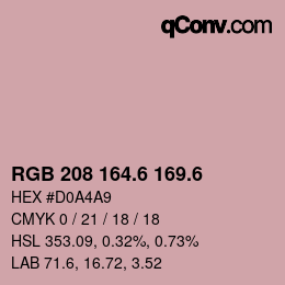 カラーコード: RGB 208 164.6 169.6 | qconv.com