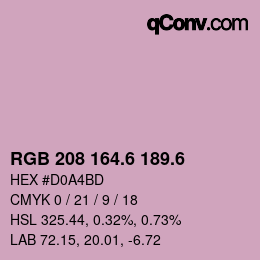 カラーコード: RGB 208 164.6 189.6 | qconv.com