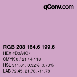 カラーコード: RGB 208 164.6 199.6 | qconv.com