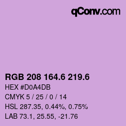 カラーコード: RGB 208 164.6 219.6 | qconv.com