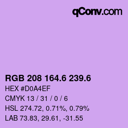 カラーコード: RGB 208 164.6 239.6 | qconv.com