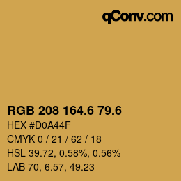 カラーコード: RGB 208 164.6 79.6 | qconv.com