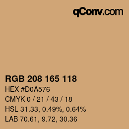 颜色代码: RGB 208 165 118 | qconv.com