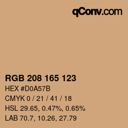 Color code: RGB 208 165 123 | qconv.com