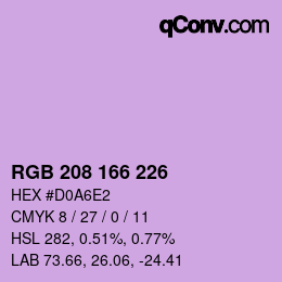 カラーコード: RGB 208 166 226 | qconv.com