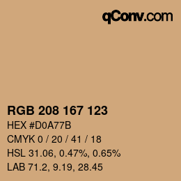 カラーコード: RGB 208 167 123 | qconv.com