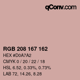 カラーコード: RGB 208 167 162 | qconv.com