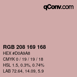 Color code: RGB 208 169 168 | qconv.com