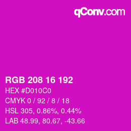 カラーコード: RGB 208 16 192 | qconv.com