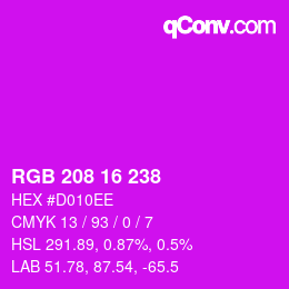 Color code: RGB 208 16 238 | qconv.com